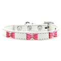 Mirage Pet Products Pink Glitter Bow Widget Dog CollarWhite Size 20 631-11 WT20